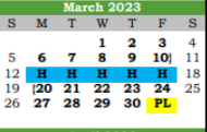 District School Academic Calendar for Galveston Co J J A E P for March 2023