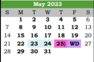 District School Academic Calendar for Santa Fe H S for May 2023