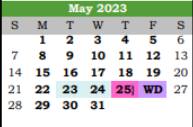 District School Academic Calendar for Galveston Co J J A E P for May 2023