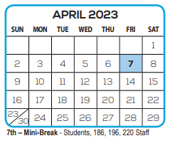 District School Academic Calendar for Alta Vista Elementary School for April 2023