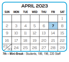 District School Academic Calendar for Ashton Elementary School for April 2023