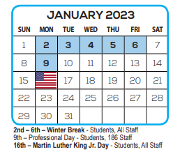 District School Academic Calendar for Ashton Elementary School for January 2023