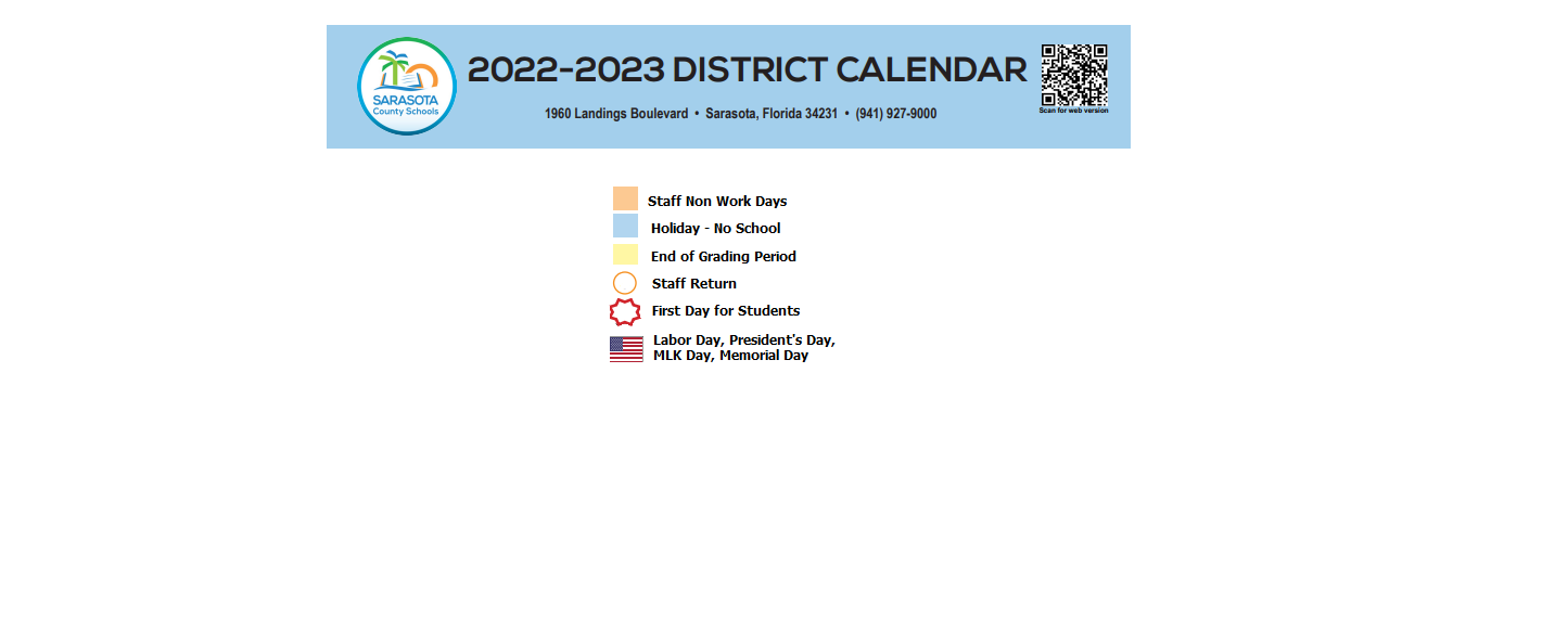 District School Academic Calendar Key for Children's Haven