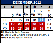 District School Academic Calendar for Jjaep Instructional for December 2022