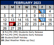 District School Academic Calendar for Norma J Paschal Elementary School for February 2023