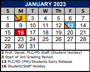 District School Academic Calendar for Watts Elementary School for January 2023