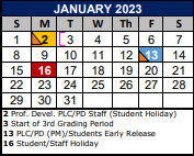 District School Academic Calendar for Barbara Jordan Int for January 2023