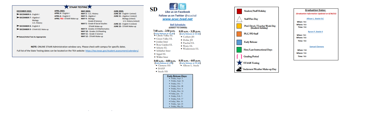 District School Academic Calendar Key for Allison  Steele Enhanced Learning