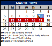 District School Academic Calendar for Dobie Junior High for March 2023