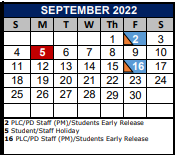 District School Academic Calendar for Schertz Elementary School for September 2022