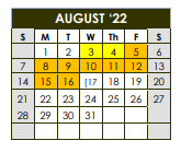 District School Academic Calendar for Sealy High School for August 2022