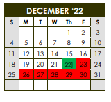 District School Academic Calendar for Sealy J H for December 2022