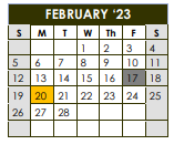 District School Academic Calendar for Sealy J H for February 2023