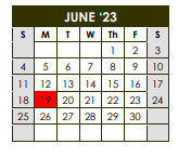 District School Academic Calendar for Sealy J H for June 2023