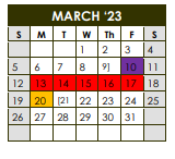 District School Academic Calendar for Sealy J H for March 2023