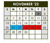 District School Academic Calendar for Sealy J H for November 2022