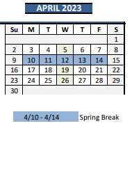 District School Academic Calendar for Hutch School for April 2023