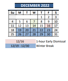 District School Academic Calendar for Rainier View Elementary School for December 2022