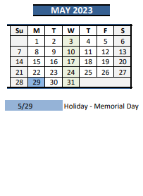District School Academic Calendar for Wilson Pacific for May 2023