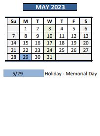 District School Academic Calendar for Hamilton International Middle School for May 2023