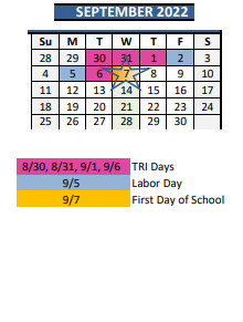 District School Academic Calendar for Thurgood Marshall Elementary for September 2022