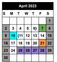 District School Academic Calendar for Seminole Success Ctr for April 2023