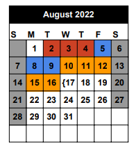 District School Academic Calendar for Young El for August 2022