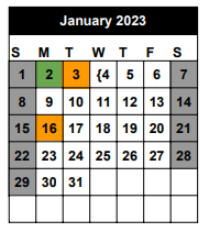 District School Academic Calendar for Young El for January 2023