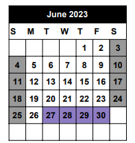 District School Academic Calendar for Seminole Success Ctr for June 2023