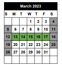 District School Academic Calendar for Seminole Success Ctr for March 2023