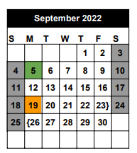 District School Academic Calendar for Seminole Success Ctr for September 2022