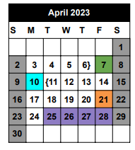District School Academic Calendar for Indian Trails Middle School for April 2023