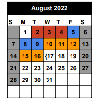 District School Academic Calendar for Rays Of Hope Charter School for August 2022