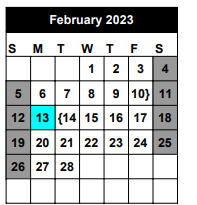District School Academic Calendar for Hospital Homebound Program for February 2023