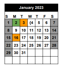 District School Academic Calendar for Scps Goals II for January 2023