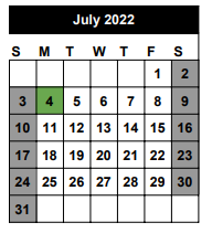 District School Academic Calendar for Goldsboro Elementary School for July 2022