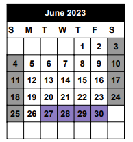 District School Academic Calendar for Seminole County Detention Center for June 2023