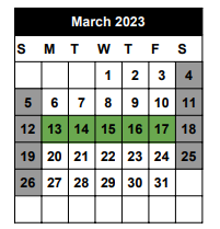 District School Academic Calendar for Tapp Childcare Center for March 2023