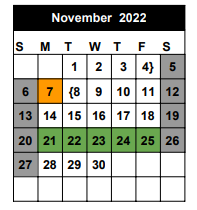 District School Academic Calendar for Contracted Services for November 2022
