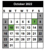 District School Academic Calendar for Rosenwald Center for October 2022