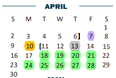 District School Academic Calendar for Beto House for April 2023