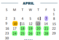 District School Academic Calendar for B L Gray Junior High for April 2023