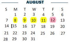 District School Academic Calendar for Beto House for August 2022