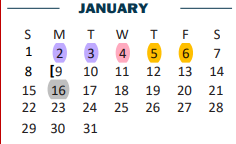 District School Academic Calendar for B L Gray Junior High for January 2023