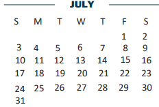 District School Academic Calendar for B L Gray Junior High for July 2022