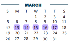 District School Academic Calendar for B L Gray Junior High for March 2023