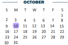 District School Academic Calendar for Elementary Aep for October 2022