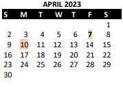 District School Academic Calendar for Indian Woods Middle for April 2023