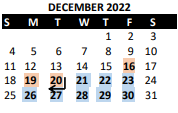 District School Academic Calendar for Hocker Grove Middle for December 2022