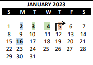 District School Academic Calendar for Rushton Elem for January 2023